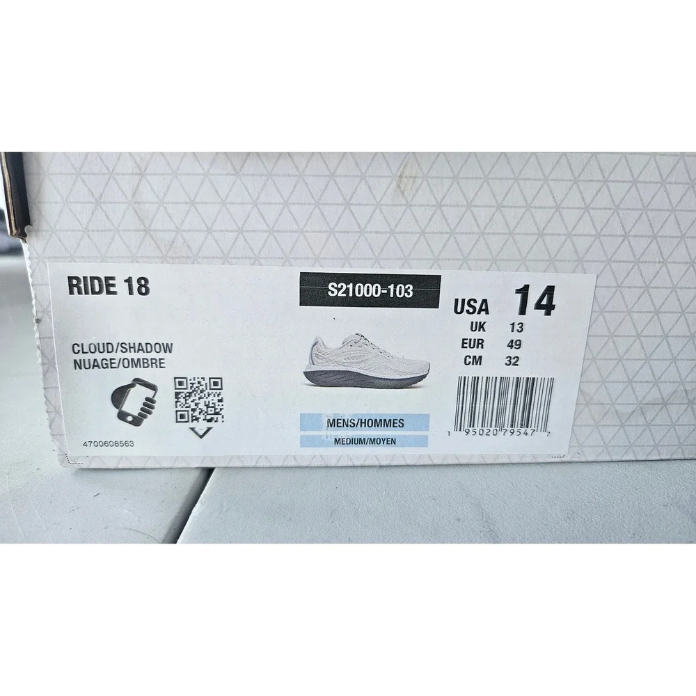 Saucony Ride 18 Mens Running Shoes Cloud Shadow Grey S21000-103 Size 14
